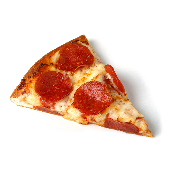 A pepperoni pizza slice