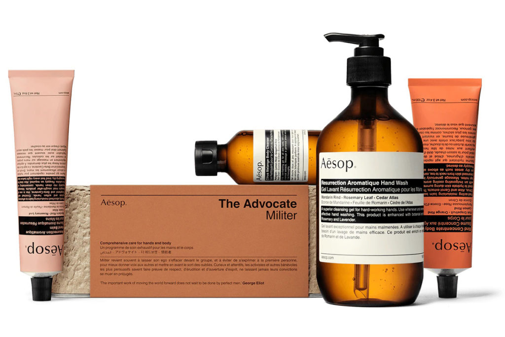 A hand and body care set from Aesop