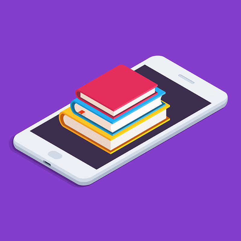 micro-credentials illustration of iphone and books