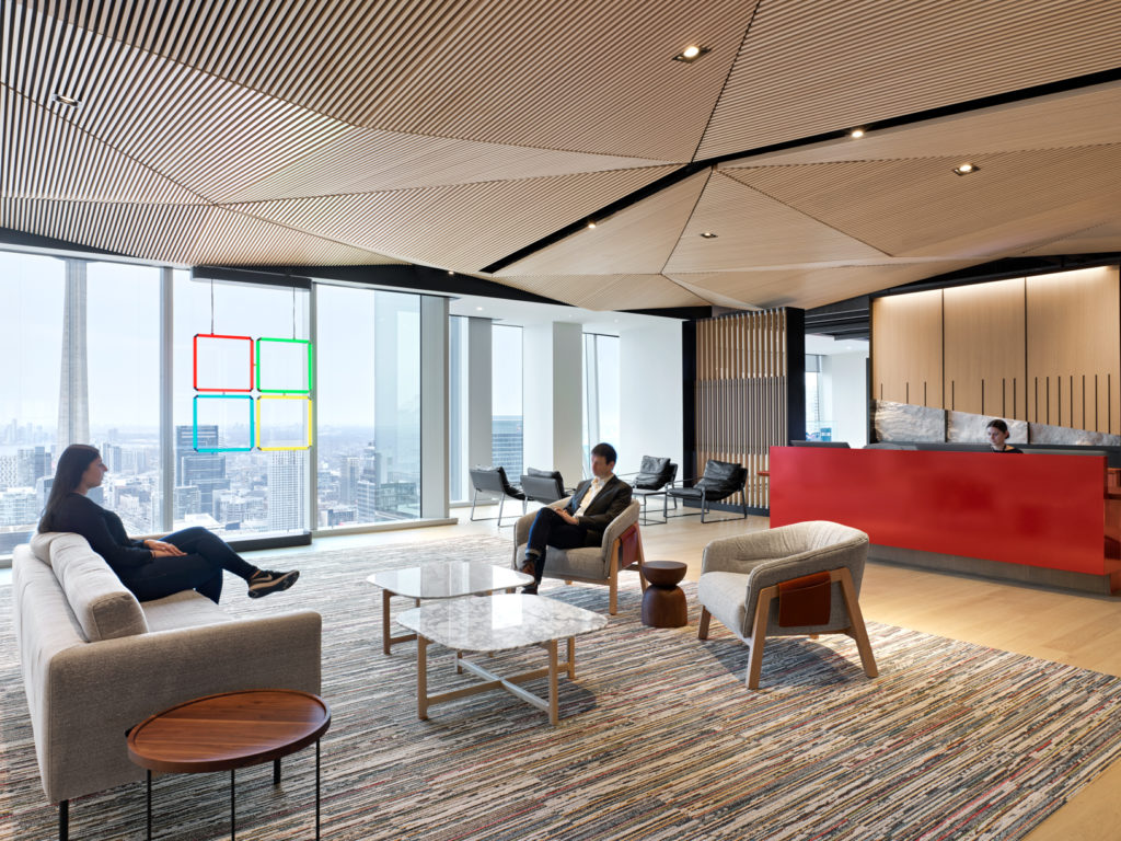 Inside Microsoft's Toronto office where guests can sit in a waiting area near the front desk