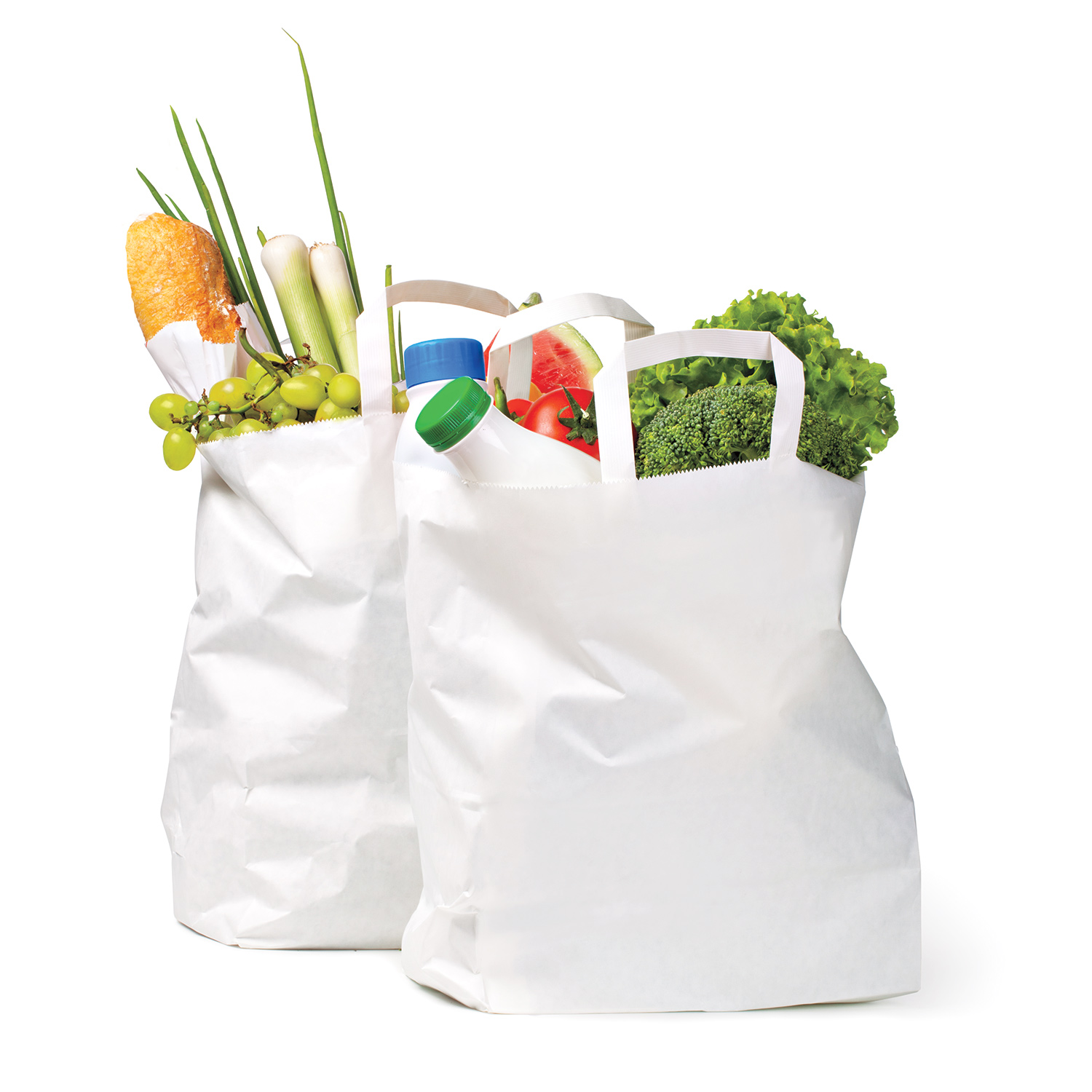 A photo of white grocery bags