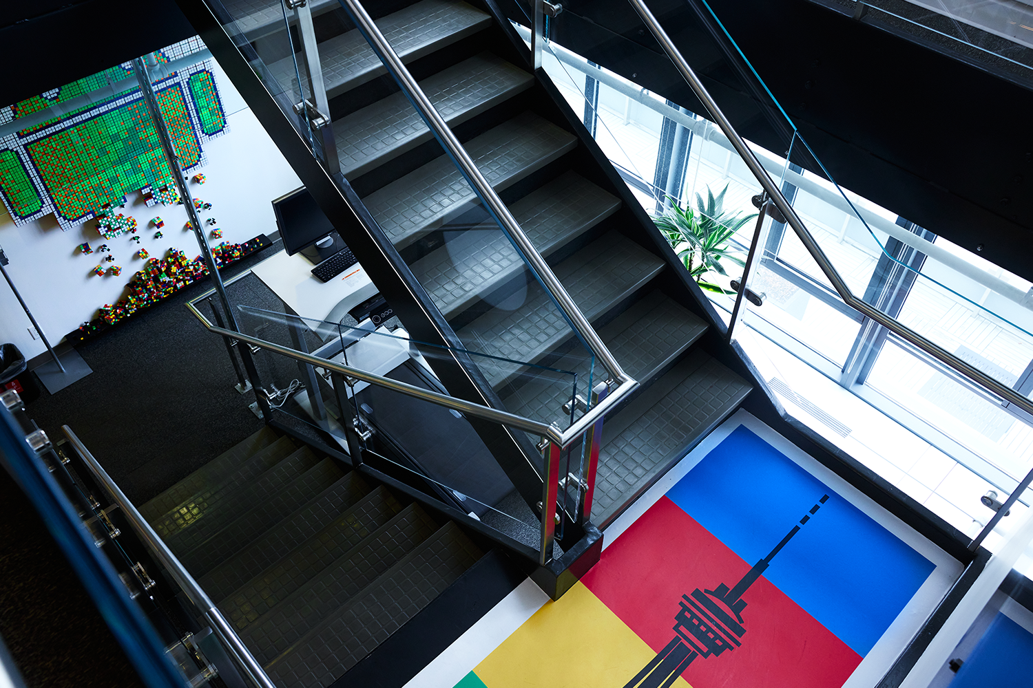 A photo of a staircase inside Google Canada's office