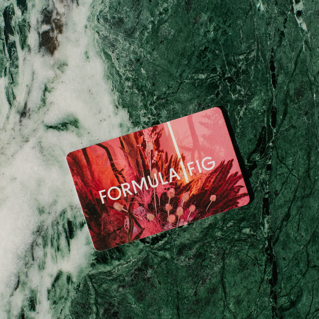 A photo of a gift card for facial bar Formula Fig