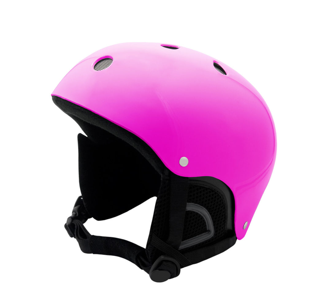A photo of a pink skiing helmet 