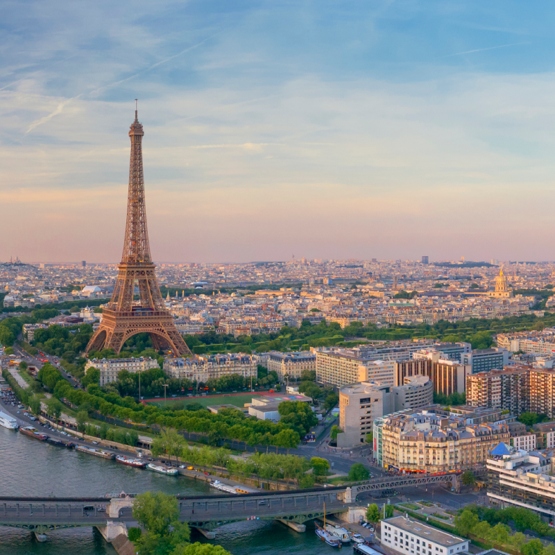 A landscape of Paris including the Eiffel Tower
