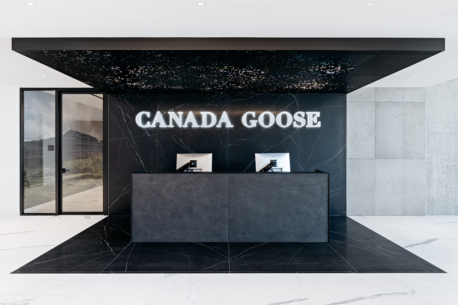 The front desk of the Canada Goose headquarters in Toronto